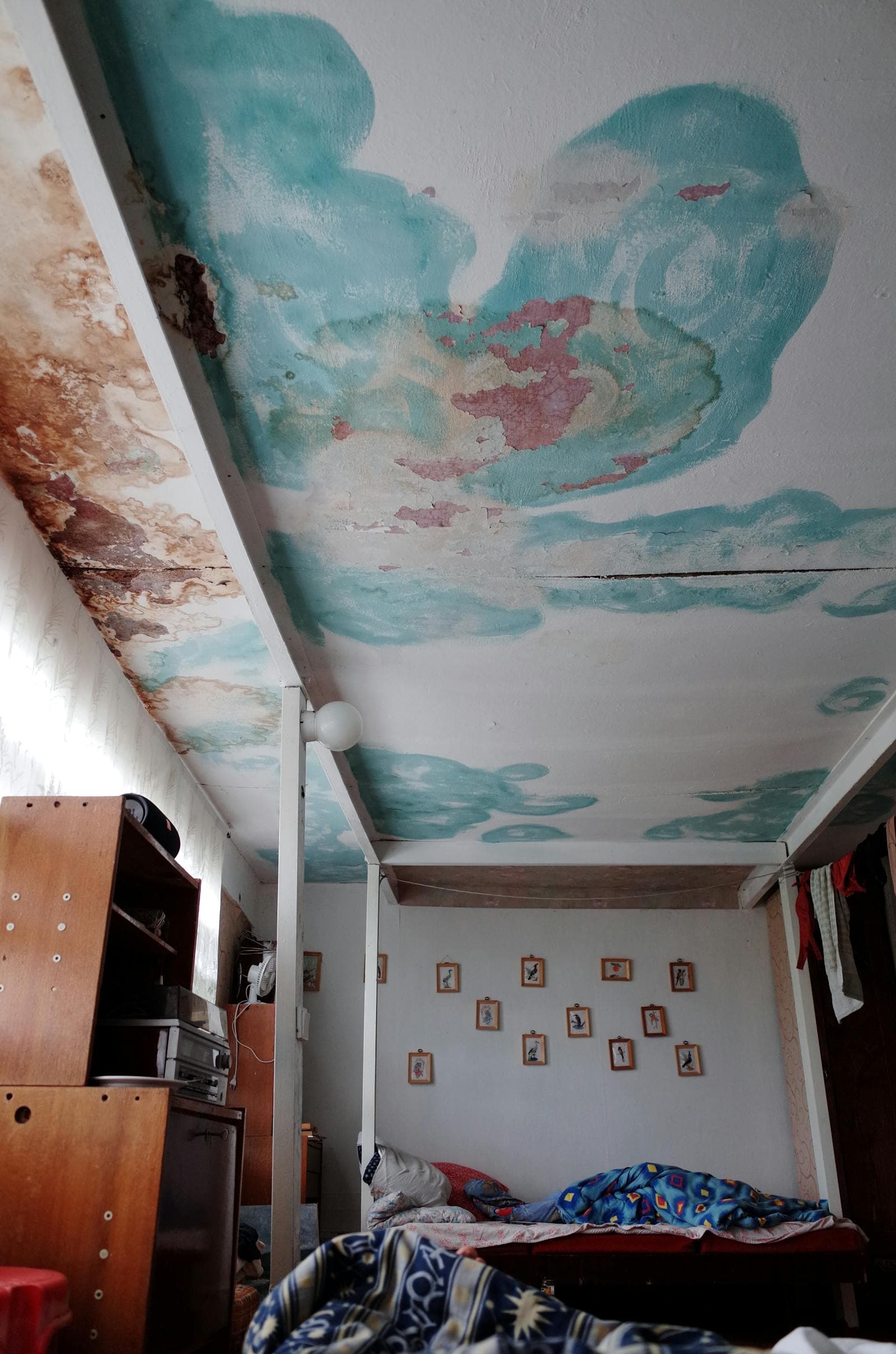 Plafond met waterschade in een appartement